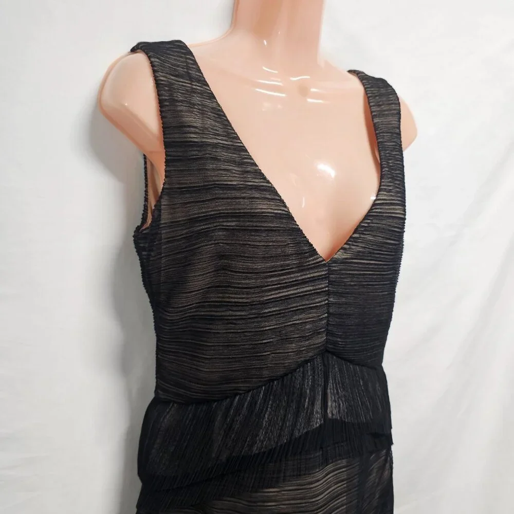 BCBG MaxAzria Sven Sleeveless Mini Dress Women Size M Black Lined Mesh - Picture 12 of 15